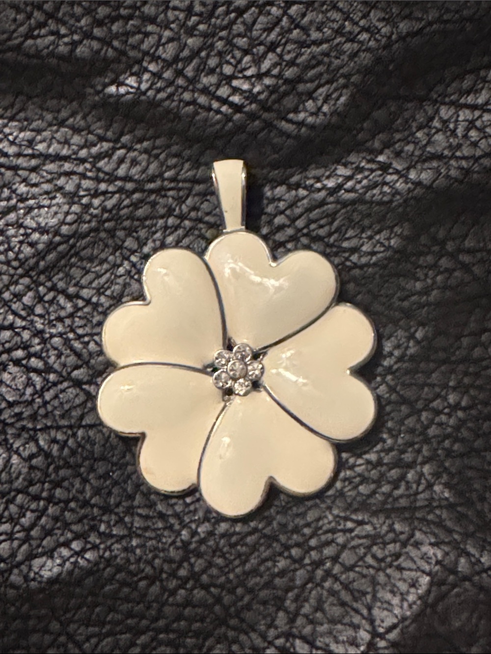 Lia Sophia White Enamel Flower Pendant Necklace